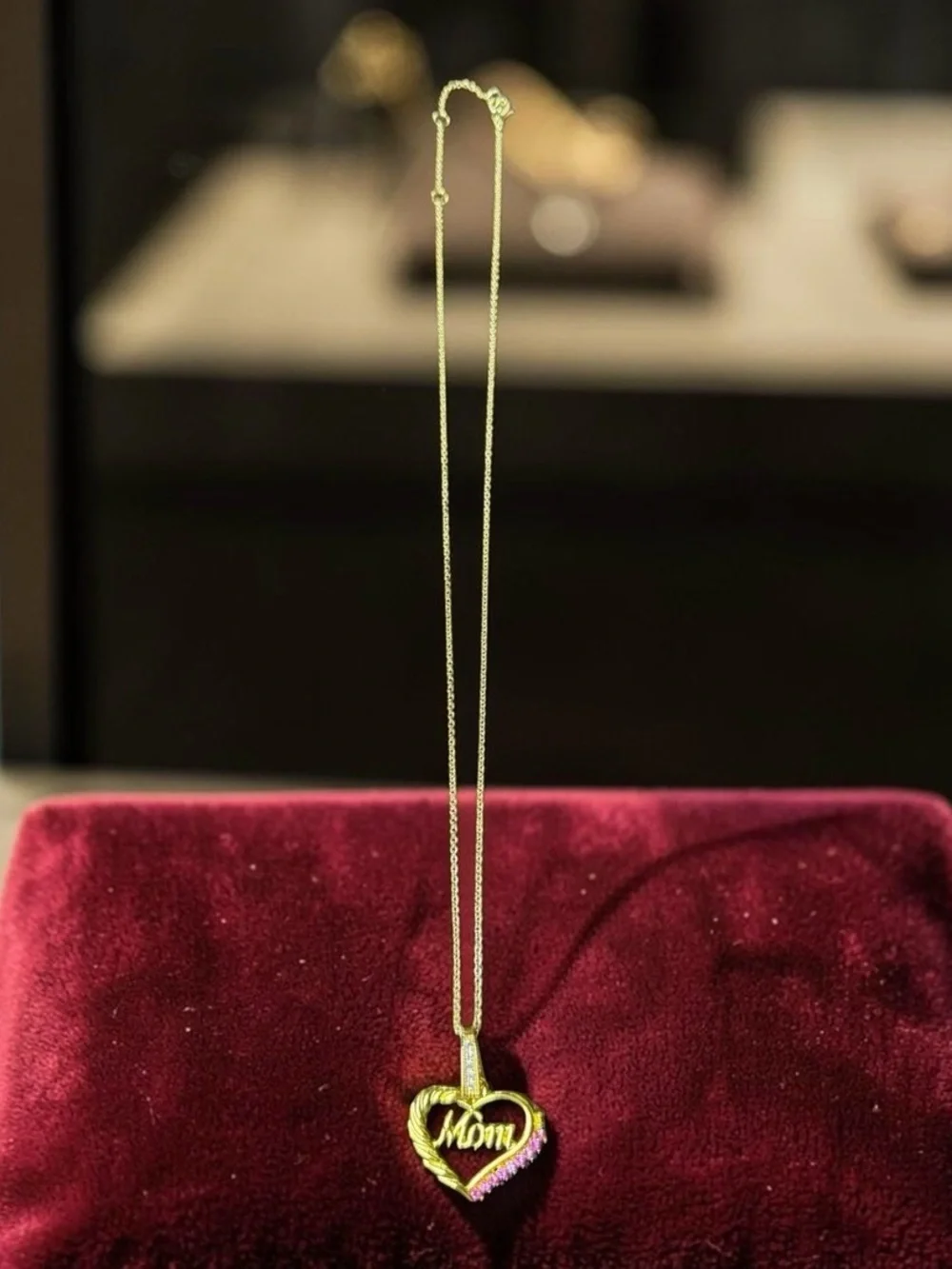 Stunning Simulated Pink Tourmaline Mom Necklace | Adjustable Mom Necklace